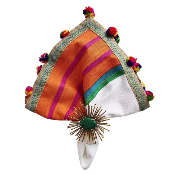 KIM SEYBERT Jaipur Cotton Dinner Napkins in White & Multi - Set of 8 - NWOT - Picture 4 of 10